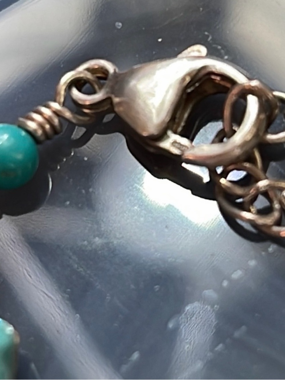 Artisan Organic Sterling Silver Turquoise 2 Strand Necklace - Picture 6 of 6